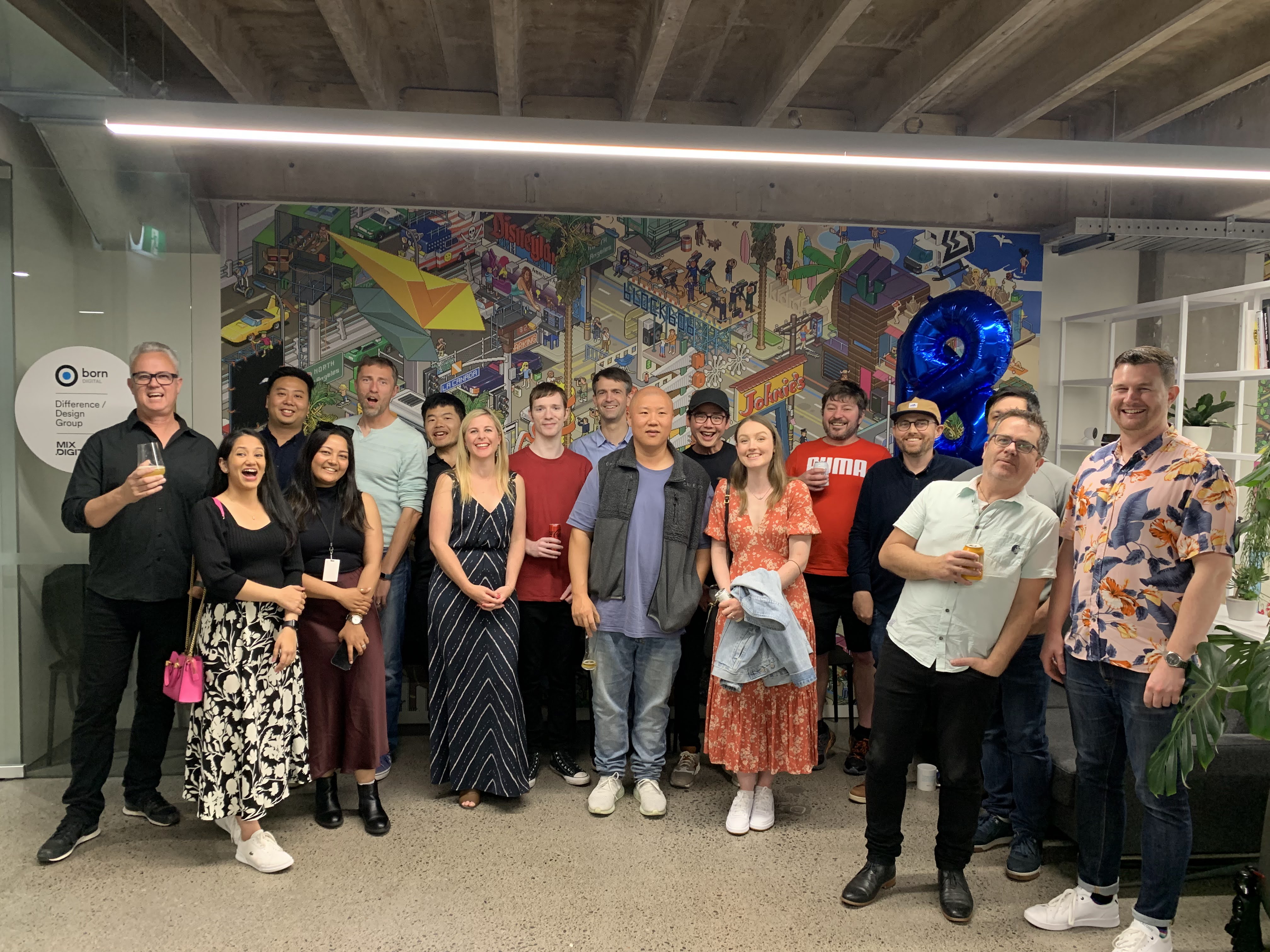 Brett Hancock alongside the Born Digital team - past and present team members